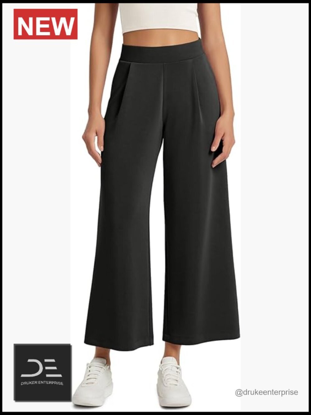 Modal Soft Wide Leg Cropped Pants with Pockets